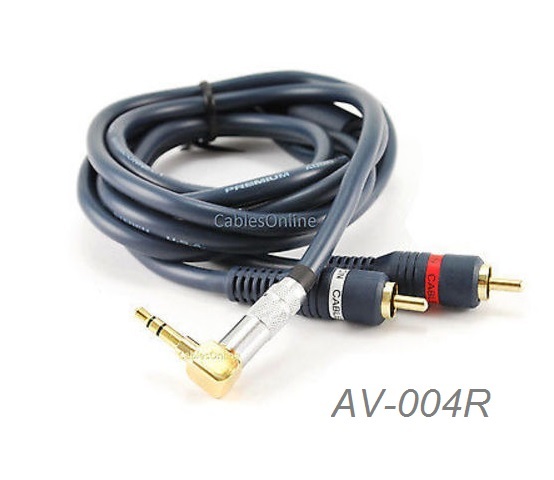 CablesOnline 4ft Right Angle 3.5mm Stereo Plug to L/R 2-RCA Male Audio Cable