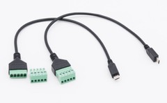 Micro USB Male to 5 Pin Screw Connector with Shield Terminal Plug Adapter Cable