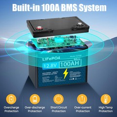 12V 100Ah Lithium Battery LiFePO4 with 100A BMS for RV Trolling Motor Off-grid