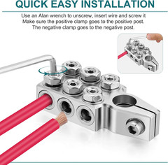 Battery Terminal Connectors 12 Way Top Post Clamps Positive Negative 8Awg 4 0Awg