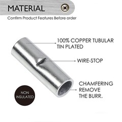 10-100pcs Non-Insulated Splice Terminals Electrical Wire Butt Connectors 2-22AWG