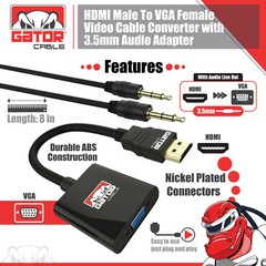 HDMI to VGA Adapter Video Audio with AUX 3.5mm Connector Cable Converter 1080P