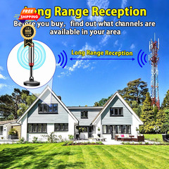 2024 Digital TV Antenna with Strong Magnetic Base, 360&Long 5.5 IN, black