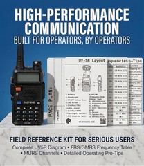 UV-5R Reference Card – Waterproof Pocket Frequency Guide HAM GMRS FRS MURS