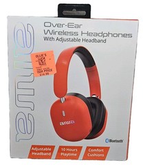NIB* Aiwa AI5009 Over Ear Wireless Adj. Pad Headphones, Bluetooth, 10 hours-red