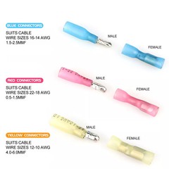 200pcs Heat Shrink Bullet Wire Connectors 22-10AWG Male Female Crimp Terminals