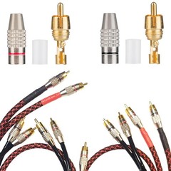 20Pack RCA Male Plug Solder, Gold Audio Video Cable Adapter Connector for Speake