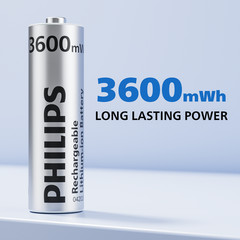 Philips 8Pcs 1.5V AA Li-ion Rechargeable Batteries 3600mWh Lithium High Capacity