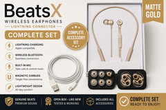 BeatsX Wireless Earphones Lightning Bluetooth Neckband Black Gold Open Box