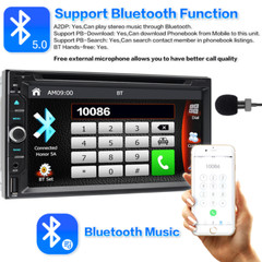 Car Stereo Bluetooth Carplay GPS Radio Double 2 Din 7″ CD DVD Player with Camera
