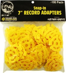 Package of 30 Yellow 45 rpm 7″ Record Plastic Adapter Snap-In Inserts Turntable