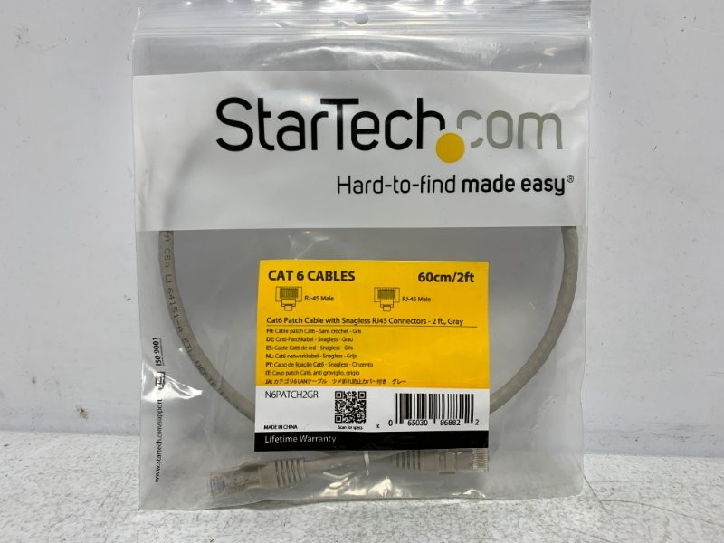 Startech N6PATCH2GR Ethernet Cable 2′ Cat6 Gray RJ45
