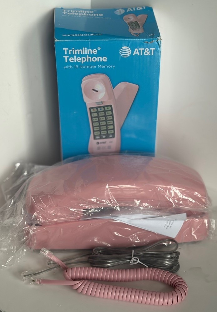 Trimline Push Button Telephone PINK AT&T 210 Corded Wall Desk Phone NEW IN BOX