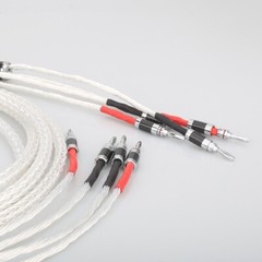 Pair 7N OCC Silver Plate Hifi Speaker Cable Banana To Banana Carbon Fiber Plug