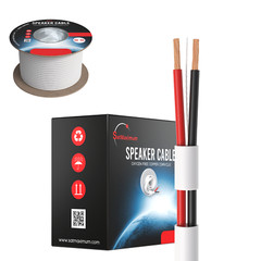 250FT 14/2 Speaker Cable OFC CL3 CMR Rated In-Wall Audio LED Stranded Wire White
