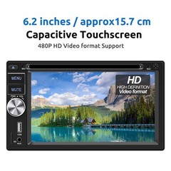 Double 2 DIN Car Stereo DVD CD Player 6.2″ Touchscreen Head Unit BT Carplay CAM