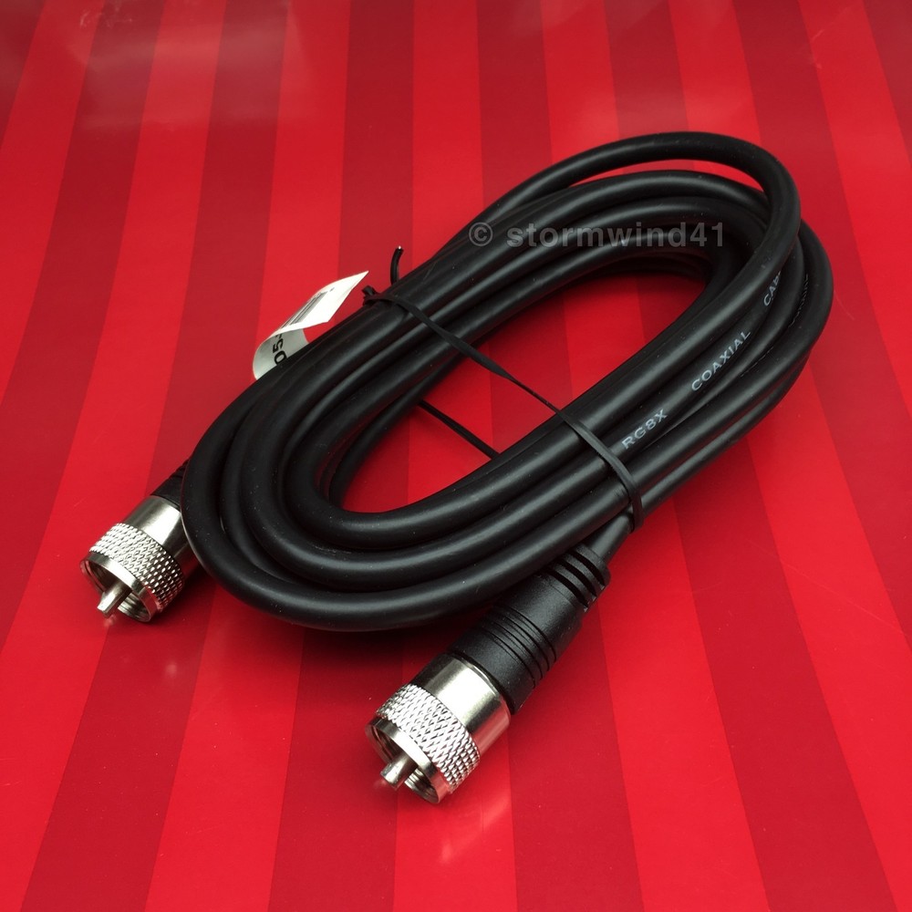 NEW 12 ft RG-8X coaxial coax UHF male PL-259 antenna cable 50 ohm *USA Seller*