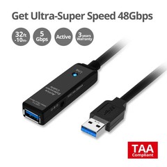 SIIG USB 3.0 Active Repeater Cable 33 Feet, USB Extension Cable for USB Flash