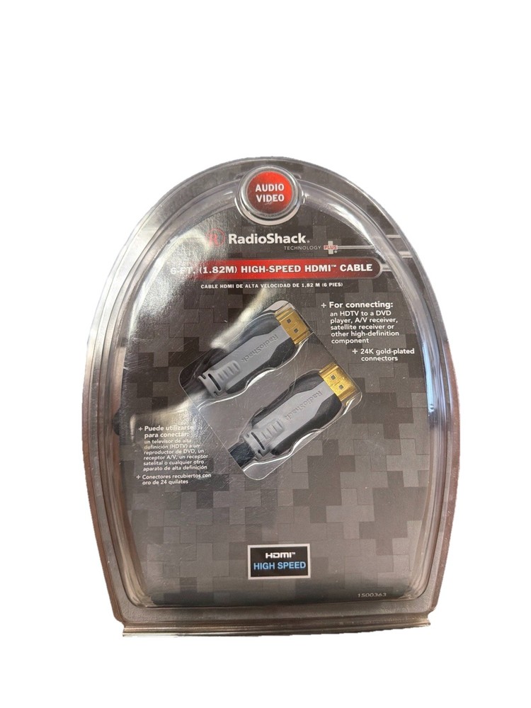 RadioShack 6 ft. 1.82M High Speed HDMI Cable 24K Gold Plated Connectors