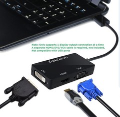 3-in-1 DisplayPort to HDMI DVI VGA Adapter Converter Cable Male to Female