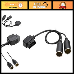 50cm Right Angle OBD2 Male to Dual Female Cigarette Lighter Connector with Switc