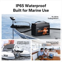 LiTime 24V 100Ah Group31 Bluetooth LiFePO4 Lithium Battery For Trolling Motor