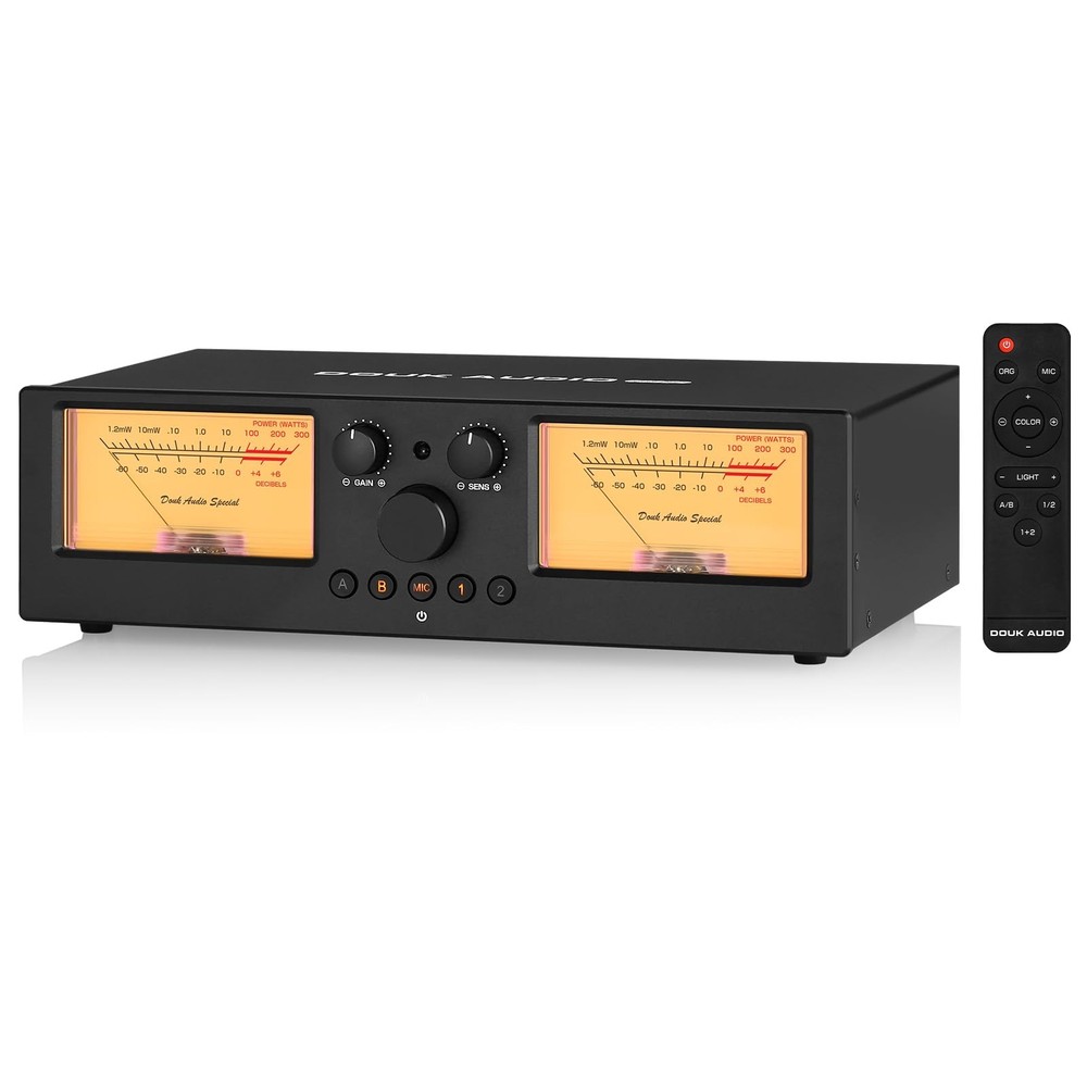 VU3 PRO Dual Analog VU Meter, 2-Way Amplifier Switch, Speaker Selector, Amp A…