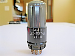 RCA JAN-CRC- 6SN7GT/VT-231 SMOKE GLASS VACUUM TUBE (1944) TV-7 TESTED NEW.