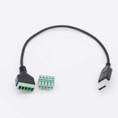1FT USB A Male to 5 Pin Screw Terminal Connector Plug with Shield Adapter Cable