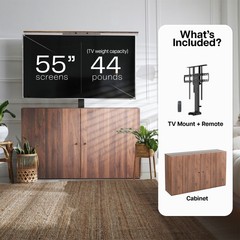 VIVO Walnut Motorized Vertical Lift Concealed TV Cabinet Kit, Holds 32”-55” TVs