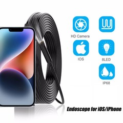 2M/3/5M 8LED Endoscope Borescope 8mm Inspection Camera Scope for iPhone 14 13 12