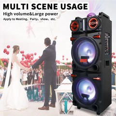Portable Bluetooth Speaker Dual 10″ Woofers & Tweeter w/ Disco Light Mic Remote