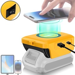 For Dewalt 20V Batteries Wireless Charger Adapter W/2-Port USB Type-C Port