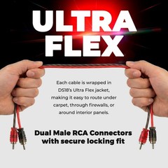 DS18 1FT Ultra Flex 100% OFC RCA Cable Wire – Dual male RCA – 10-Pack