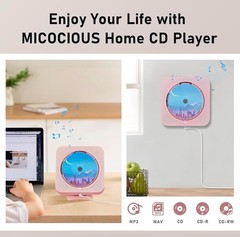 Wall Mountable CD Player KC-909 Bluetooth FM Radio Remote USB AUX Pink New
