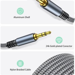 Aux Cord 4ft, 3.5mm Audio Cable Male to Male for Car Stereo, Nylon Braided Aux