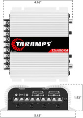 Taramps TS 400×4 400W RMS 4 Channel Class D Car Audio Amp RCA Bridged