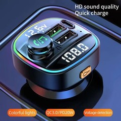 Bluetooth 5.0 Car Wireless FM Transmitter Adapter USB PD Charger AUX Hands LOT