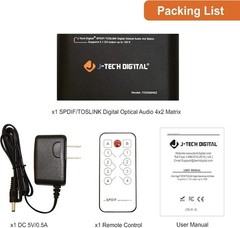 SPDIF TOSLINK Optical Audio Matrix Switch 4×2 Digital Audio Switcher 4 Inputs…