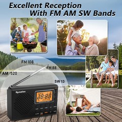 Portable FM/AM/SW Radio Receiver Digital LCD Display Clock Loud Speaker+Earphone