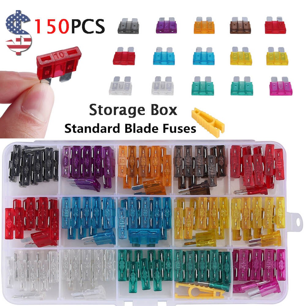150pcs Car Auto Standard Blade Fuses 2 3 5 7.5 10 15 20 25 30 35 AMP Fuse Set