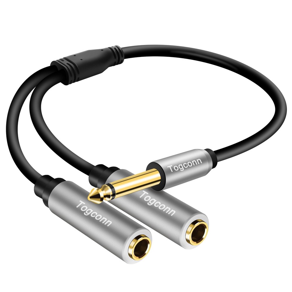 Togconn 1/4 inch TS Mono 1 Pack, 6.35mm Male to Dual Female