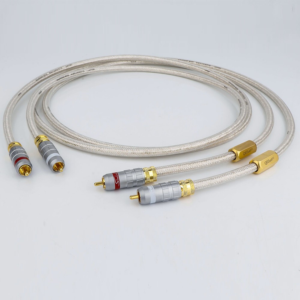 QED 75 Ohm OCC Silver Plate HiFi Audio RCA Cable AMP Signature Interconnect Cord