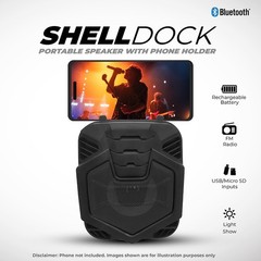 IQ Sound IQ1503BTBLK Shell Dock Bluetooth Speaker Black RGB FM USB microSD