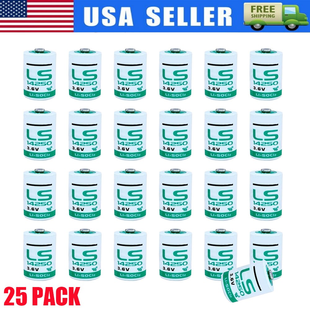 US STOCK!!! 25X LS14250 1/2 AA 3.6v Lithium Battery 1200mAh, LS 14250 Battery