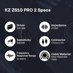 KZ ZS10 PRO 2 in Ear Monitor Headphones, 4-Level Tuning Switch, 1DD+4BA 🔥New🔥