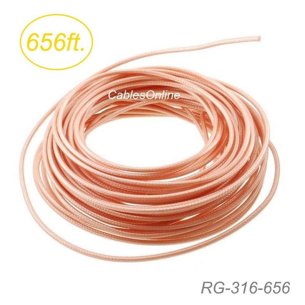 656ft /200m RG316 Bulk 50 Ohm High Temperature Coax Cable, RG-316-656