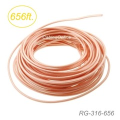 656ft /200m RG316 Bulk 50 Ohm High Temperature Coax Cable, RG-316-656