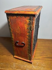 Rustic Indian Bohemian Handicraft Wooden Music CD Storage Desktop Table Cabinet