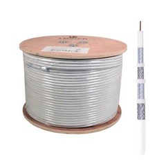 RG6 Quad Shield Coaxial Cable 18 AWG 1000ft Bulk Coax Satellite TV White